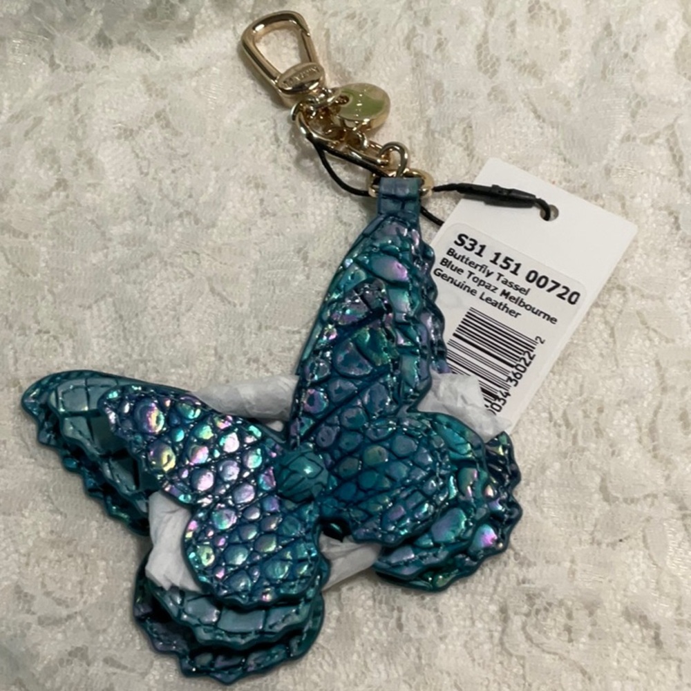 NWT BRAHMIN BLUE TOPAZ BUTTERFLY, HANDBAG CHARM TASSEL SOLD OUT, RETIRED stunnin